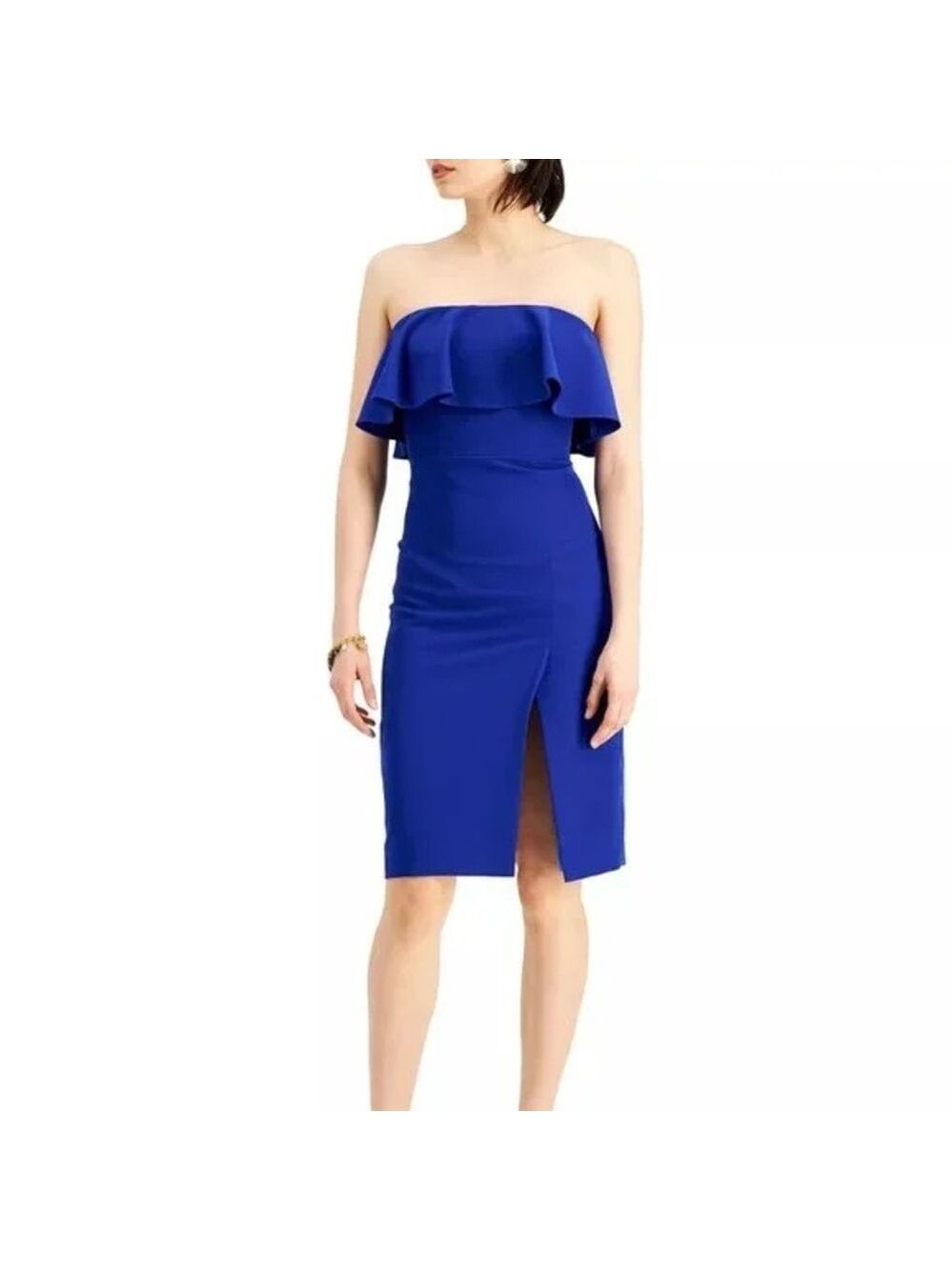 Aidan Mattox strapless with a ruffle on top - bright blue dress - nwt - size 4